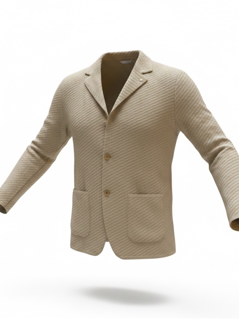 Manuel Ritz Light Beige Textured Two-Button Blazer